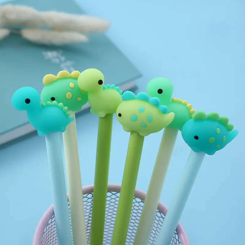 Korean version of cartoon small dinosaur animal silicone head 0.5 MM gel pen