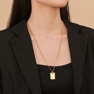 Collar con colgante de nombre inspirador de acero inoxidable chapado en oro de 18 quilates, caja de cadena, letra grabada, perla, foto inspiradora, joyería - Product Image 4