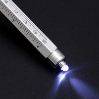 Stylo multifonction 9 en 1 avec lumière LED, tournevis, niveau, stylet, règle, stylo bille en métal pour cadeaux promotionnels