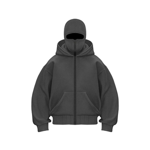 Hoodie-nhà sản xuất thể Thao Tùy chỉnh tất cả trên in Zip Up HOODIE UNISEX đôi mui xe lông cừu áo trùm đầu áo với dây kéo - Product Image 2
