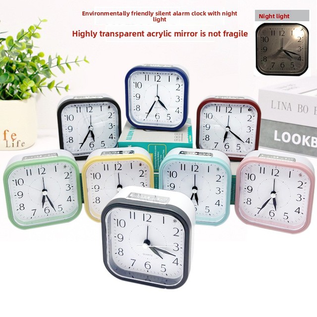 Factory-Wholesale Quartz Silent Alarm Clock Shatter-Resistant Acrylic Mirror Face Snooze Function Built-In Light Modern