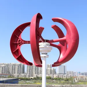Molino de viento de eje Vertical, turbina aerogeneradora de imán permanente, rojo, 3 fases, 400W, 12V/24V