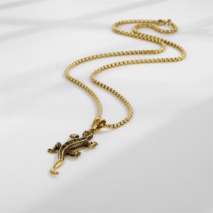 Wholesale <b>Men</b> Pendant Halloween Jewelry Stainless Steel Gecko Lizard Pendant <b>Necklace</b> - Product Image 3