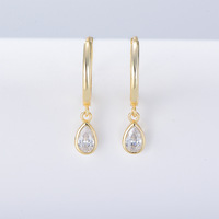 Boucles d'oreilles pendantes en argent sterling 925 plaqué rhodium, forme goutte d'eau, zircon jaune vintage, sertissage clos, pour femmes