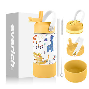 Tùy Chỉnh Màu Sắc Biểu Tượng Trẻ Em Chai Nước Thép Không Gỉ Đôi Tường Cách Nhiệt Uống Chai Chân Không <span class=keywords><strong>Flask</strong></span> Với Rơm Nắp - Product Image 1