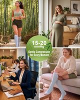 Bas de compression graduée en bambou 15-20 mmHg, hauteur genou, sans couture, décontractés, pour la santé des femmes et des hommes