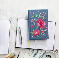 Carnet à couverture rigide personnalisé brodé de fleurs, couverture en tissu de lin, journal avec broderie florale, agenda, carnet quotidien