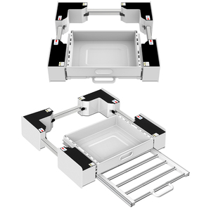 Kit d'empilage pour lave-linge et sèche-linge à chargement frontal de différentes marques, avec étagère coulissante et tiroir de rangement - Product Image 1