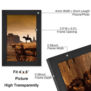 Cadre photo en MDF noir 4x6 5x7, simple, en bois, avec grain de bois, pour affiches et photos murales - Vente en gros - Product Image 2