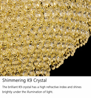 Lustre en cristal doré pour salon, cuisine, îlot, villa, lampe suspendue LED de luxe, éclairage décoratif suspendu personnalisé pour salle à manger