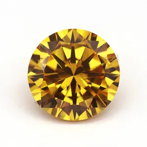 Zirconia cúbica 6a de alta calidad, corte de diamante redondo, piedra preciosa de circón cúbico amarillo dorado de 2 mm