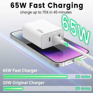 Chargeur rapide GaN pliable SChitec avec prise américaine 65W, chargeur universel double super rapide Type-C USB, chargeur pour ordinateur portable - Product Image 3