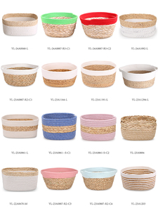 <span class=keywords><strong>Cesta</strong></span> de Almacenamiento Decorativa Nórdica Ecológica Tejida con Cuerda de Algodón, Jacinto de Agua Natural, Esparto y Hierba Marina de Colores - Product Image 6