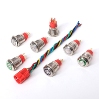 Interrupteurs à bouton-poussoir métalliques momentanés et verrouillables, éclairés par LED, étanches IP67, pour panneaux de commande industriels, machines et équipements