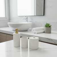 Nouvel ensemble d'accessoires de salle de bain en béton de luxe personnalisé 3 pièces, ensembles cadeaux de salle de bain en ciment pour la maison et l'hôtel