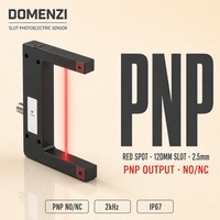 Capteur photoélectrique à fente DOMENZI GL120R-P-V3, faisceau visible rouge, PNP, largeur de fente 120 mm, pour câblage et configuration d'entrée PLC