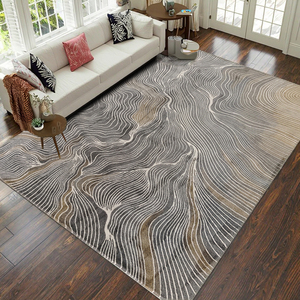 Thảm trải sàn phòng khách cỡ lớn, kiểu dáng hiện đại, sang trọng, chất liệu len New Zealand, màu xám, họa tiết sóng, dệt tay, lông cắt, thảm trải sàn. - Product Image 5