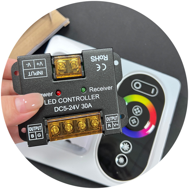 LED Controller 6key Touch RF Remote Control PWM Dimming 12V 24V Single Daul Color Mono CCT RGB Led Strip Light Dimmer Controller