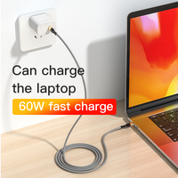 Nuevo producto chapado en oro PD 60W Super Cable de carga 3.3ft Tipo-C Cargador para SAMSUNG Nylon Usb C Línea de datos para Samsung Laptop