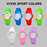 Montres à quartz de luxe en alliage pour enfants, style décontracté, bracelet en silicone coloré, pour garçons et filles, verre 20 mm, pour étudiants et sportifs, vente en gros