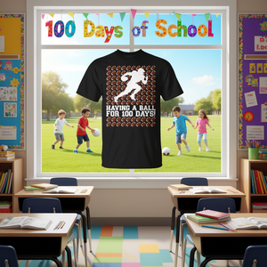 Maglietta Promozionale '100 Giorni di Scuola: 100 Giorni con la Palla da Calcio, Più Intelligente' - Product Image 3