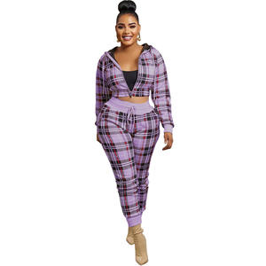 Designer Plaid Jacket and Pant Set Women <strong>Clothing</strong> 2022 Fall Winter Two Piece Plaid Outfits - Product Image 5