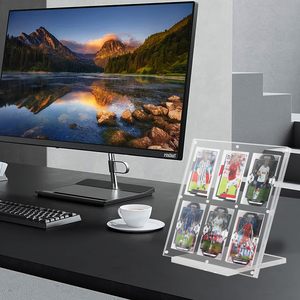 <span class=keywords><strong>Carte</strong></span> de sport magnétique 6 grilles en acrylique transparent Afficher vos cartes à collectionner Cadre d'affichage pour 6 cartes standard - Product Image 3