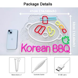 Korean BBQ neon LED indoor hanging ambient light shop entrance decorative light street indicator light luminous <b>sign</b> custom - Product Image 2