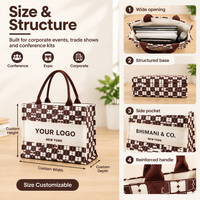 Sac fourre-tout structuré en tissu composite EVA aspect lin avec base rigide et poignées courtes pour impression personnalisée