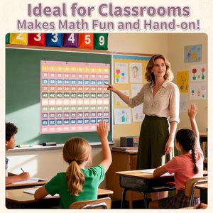 Tableau des nombres à 100 poches, 9x9 pouces, outil d'apprentissage des mathématiques en plastique pour les enseignants en classe et à domicile - Product Image 5