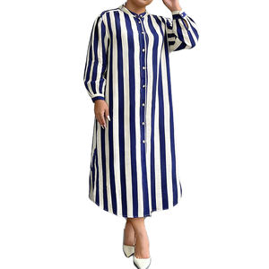 Robe chemise à rayures pour femmes <span class=keywords><strong>grande</strong></span> <span class=keywords><strong>taille</strong></span>, à manches longues, à simple boutonnage, coupe droite, jupe décontractée pour femme, <span class=keywords><strong>grande</strong></span> <span class=keywords><strong>taille</strong></span> 1XL-5XL - Product Image 6