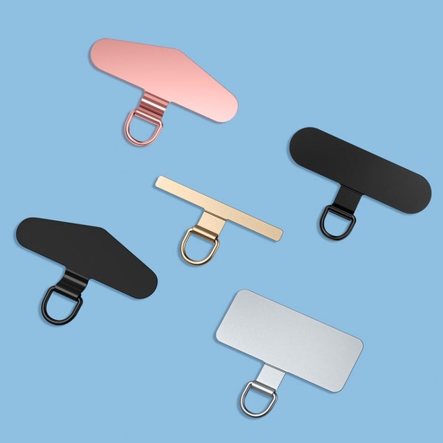 New Design Phone Lanyard Patch Universal Stainless Steel Slip D-Ring Mobile Phone Lanyard Patch Metal Clip Phone Tether