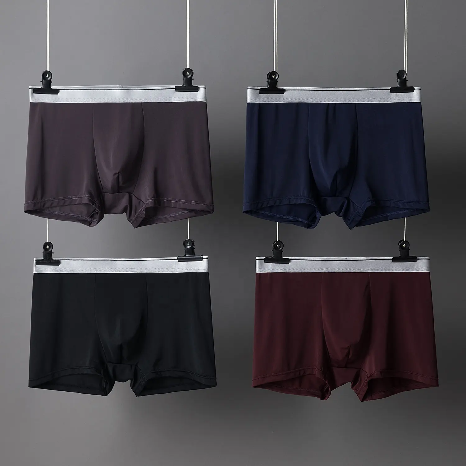 Più il formato morbido comfy traspirante boxer slip di colore puro biancheria intima del mens pantaloni midwaist viscosa modale del pugile del mens