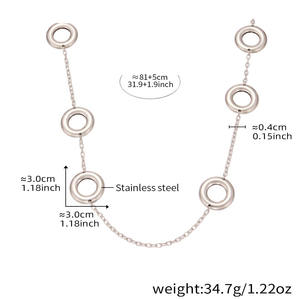 金色链条女式不规则项链时尚长项链圆形电镀毛衣项链 - Product Image 3