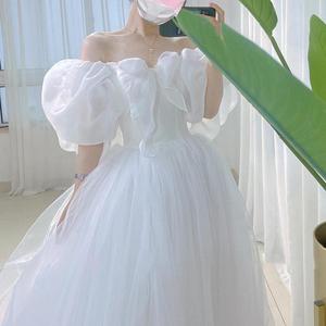 French Style White Wedding Dress Empire Waist Sweetheart Neckline Puff Sleeve Ball Gown Bridal Dress Spring New Arrival - Product Image 2
