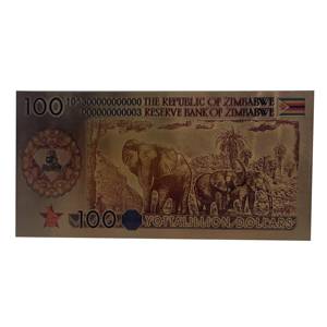 1200 pièces/lot Billet de banque en or de 100 milliards de dollars zimbabwéens avec motif éléphant, en papier, en boîte, pour collection et cadeaux souvenirs - Product Image 3