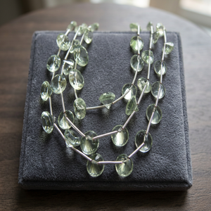 Green Amethyst Quartz Briolette Faceted 8-10MM Round Concave Cut Beads High Quality Gemstone Quality <b>for</b> Jewelry Making - Product Image 3