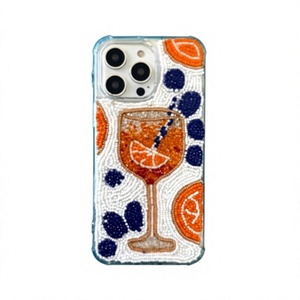 Handmade Glass Beaded Phone Case with Angel Theme Embroidered <b>Rectangular</b> Shape Textile Material Craft Accessory - Product Image 1