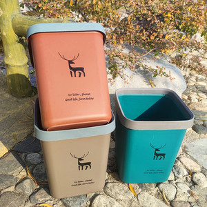 Cartoon Deer Plastic Trash Can Large Size Rectangular Indoor Outdoor Use Mixed Color Waste <b>Bin</b> - Product Image 2
