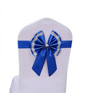 Coprisedia Floreale con Fiocco, Decorazione Elastica per Schienale in Tessuto Misto Lavabile, Nastro per Matrimoni, Hotel e Banchetti - Product Image 1