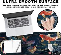 Tapis de souris XXL surdimensionné à motif floral personnalisé, imperméable, antidérapant, avec bordure renforcée
