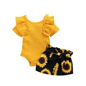 Top alla moda per bambina in velluto a coste lavorato all'uncinetto con motivo girasole e pelliccia di coniglio, per <span class=keywords><strong>Capodanno</strong></span> e estate - Luoyi - Product Image 1