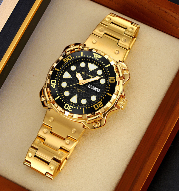Custom Logo Brand Watch High Quality Time Skmei Wholesale Luxury Gold Stainless Steel Waterproof Wristwatch