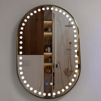 Miroir de salle de bain ovale intelligent à LED avec interrupteur tactile, miroir mural doré à intensité variable, miroir de salle de bain moderne
