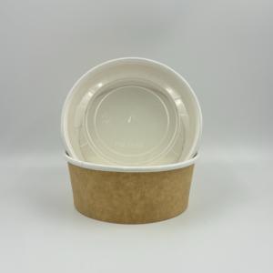 Contenedor de Alimentos Redondo Desechable de Papel Kraft Bicolor Personalizado de Fábrica, Tazones de Ensalada Desechables para Llevar con Tapa - Product Image 1