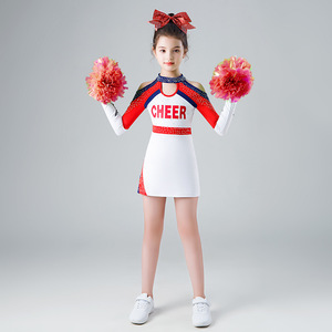 Combinaisons de compétition d'aérobic à manches longues pour enfants, costumes de cheerleading pour spectacles - Product Image 4