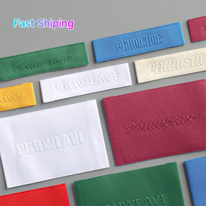 Étiquettes tissées personnalisées avec <span class=keywords><strong>logo</strong></span> de <span class=keywords><strong>marque</strong></span>, coupe droite blanche, étiquettes tissées personnalisées, étiquette de col à pliure - Product Image 2