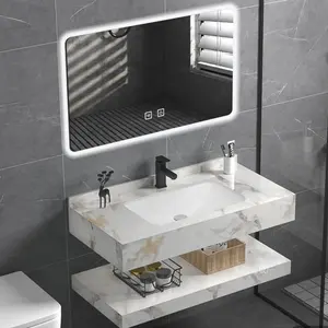 Mobiletto in marmo artificiale di vanità impermeabile del bagno di lusso di stile europeo con il bacino