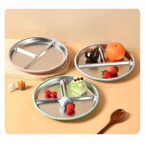 Vaisselle pour enfants personnalisée - <span class=keywords><strong>Assiettes</strong></span> <span class=keywords><strong>compartimentées</strong></span> en acier inoxydable 304 et silicone pour la diversification alimentaire des bébés - Product Image 2