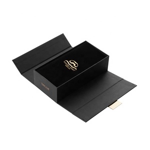 New Design Custom Printing Magnetic Perfume Bottle Box Black Cardboard Empty Perfume Packaging Gift Box